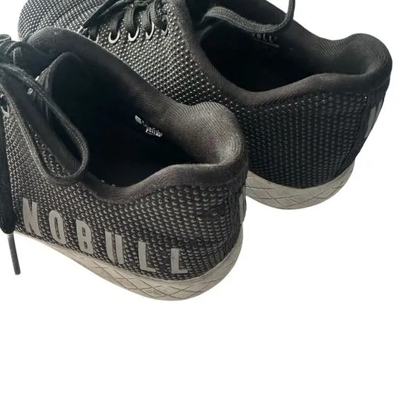 NoBull Canvas Trainer Black Low Top Lace Up Crossfit women’s 8 reflective shoe