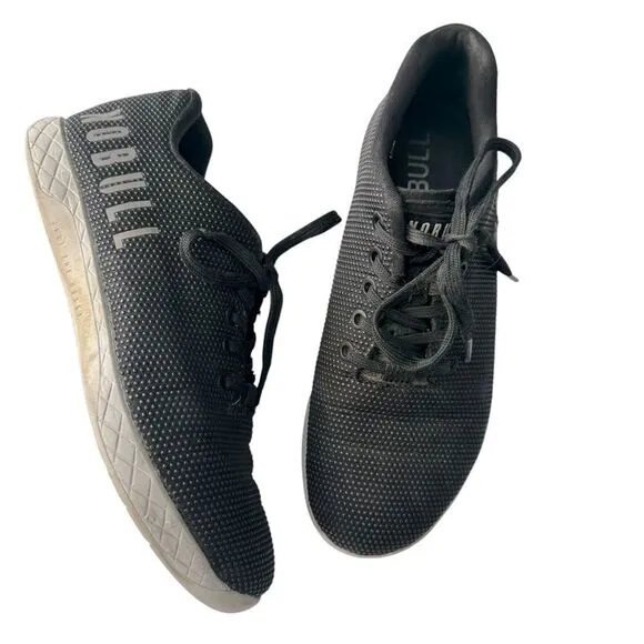 NoBull Canvas Trainer Black Low Top Lace Up Crossfit women’s 8 reflective shoe
