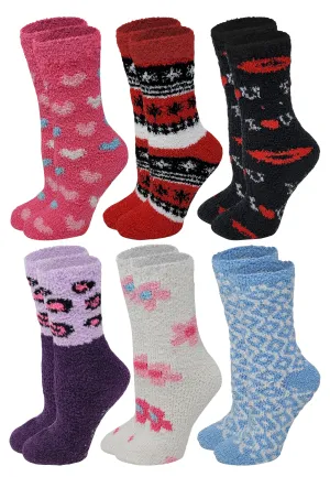 Non-Skid Home Slipper Grip Socks | Super Soft Winter Warm | Women (6 Pairs)