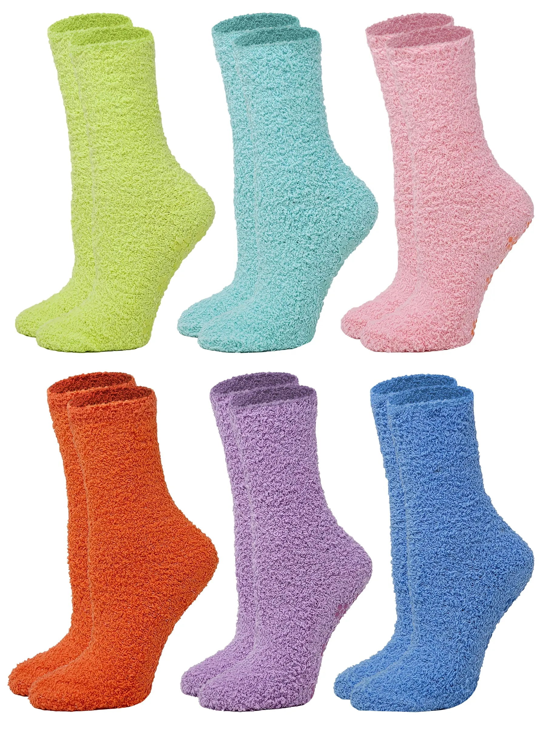 Non-Skid Home Slipper Grip Socks | Super Soft Winter Warm | Women (6 Pairs)
