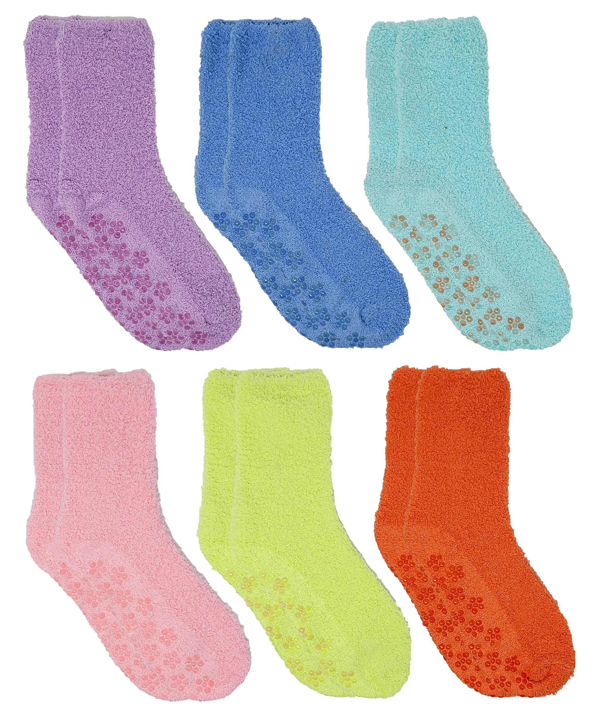 Non-Skid Home Slipper Grip Socks | Super Soft Winter Warm | Women (6 Pairs)