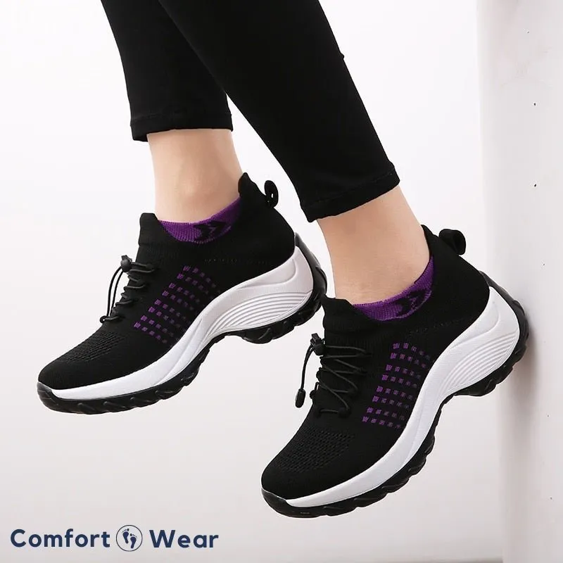 Non-Slip Healthcare Worker Ortho Stretch Cushion Shoes - Black Purple
