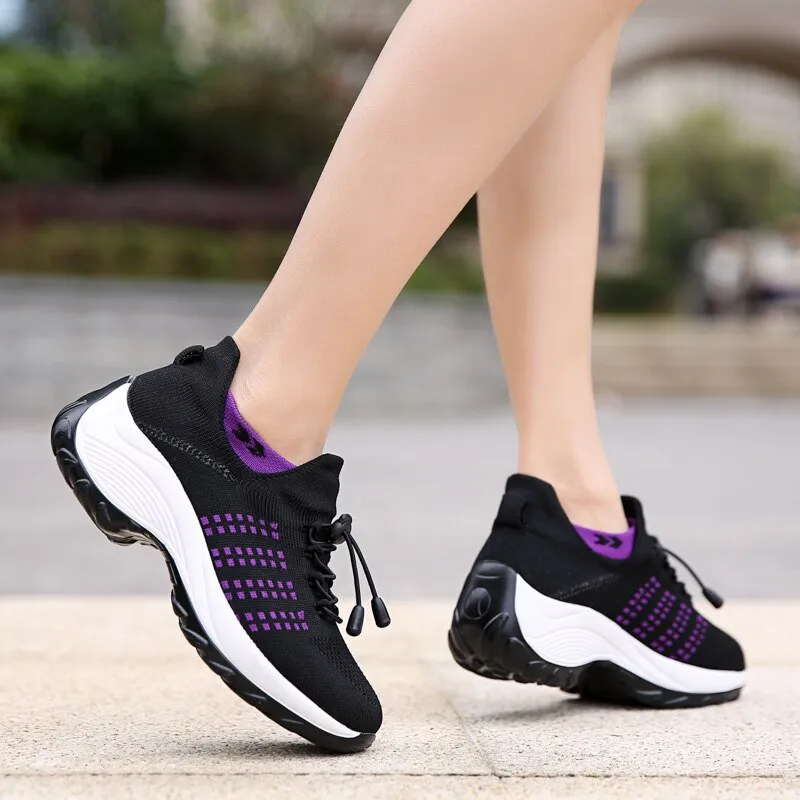 Non-Slip Healthcare Worker Ortho Stretch Cushion Shoes - Black Purple