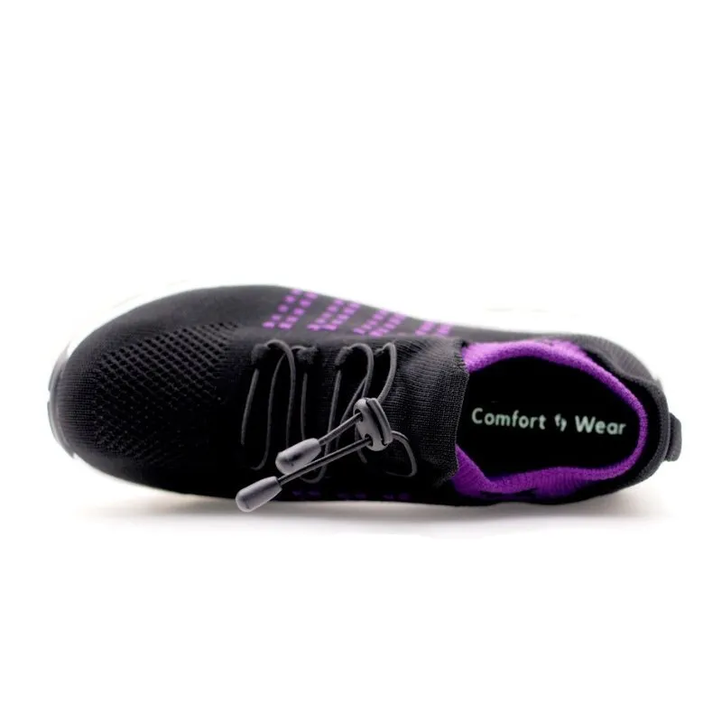 Non-Slip Healthcare Worker Ortho Stretch Cushion Shoes - Black Purple