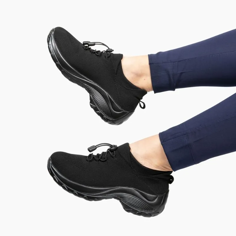 Non-Slip Healthcare Worker Ortho Stretch Cushion Shoes - Midnight Black
