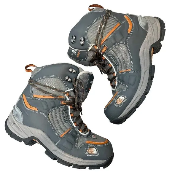 North Face RARE Y2K Primaloft X-2 GoreTex Mens Hiking Boots Size 10 Grey Orange
