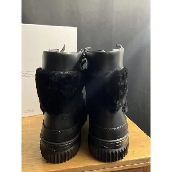 NWB Voile Blanche Ava BLACK LEATHER Shearling Hiking BOOTS/SNEAKERS 9/39 NEW
