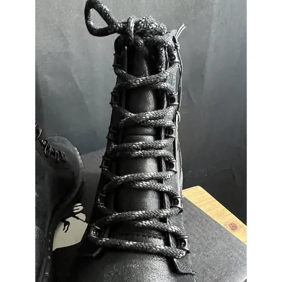 NWB WOMENS SOREL LENNOX LACE WATERPROOF (WP) Leather Boots BLACK US SZ 6.5/37.5