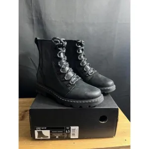 NWB WOMENS SOREL LENNOX LACE WATERPROOF (WP) Leather Boots BLACK US SZ 6.5/37.5