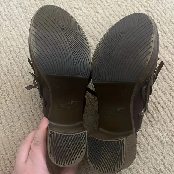 NWOB Dansko Women's Deni Mule Chocolate Leather Fringe Full Grain Size 7.5/38