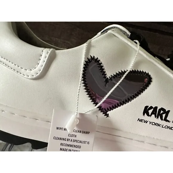 NWOB KARL LAGERFELD PARIS Men's SHOES 9.5 M  Reflective Heart Logo Sneaker