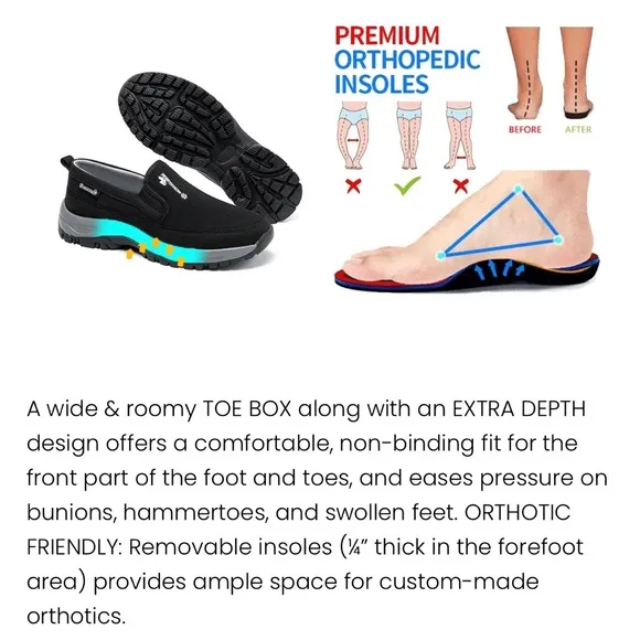 NWOB ORTHOTURE Arch Support &amp; Breathable and Light &amp; Non-Slip Shoes Black 14