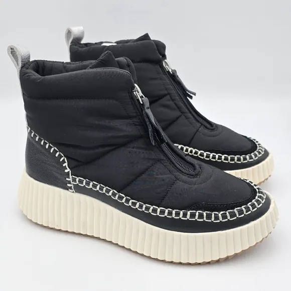 NWOT Dolce Vita Devlin Platform Zip-Up Sneakers, Black Nylon, Women's 8