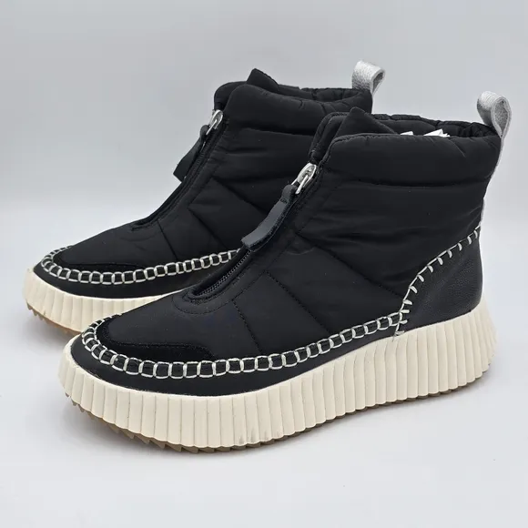 NWOT Dolce Vita Devlin Platform Zip-Up Sneakers, Black Nylon, Women's 8