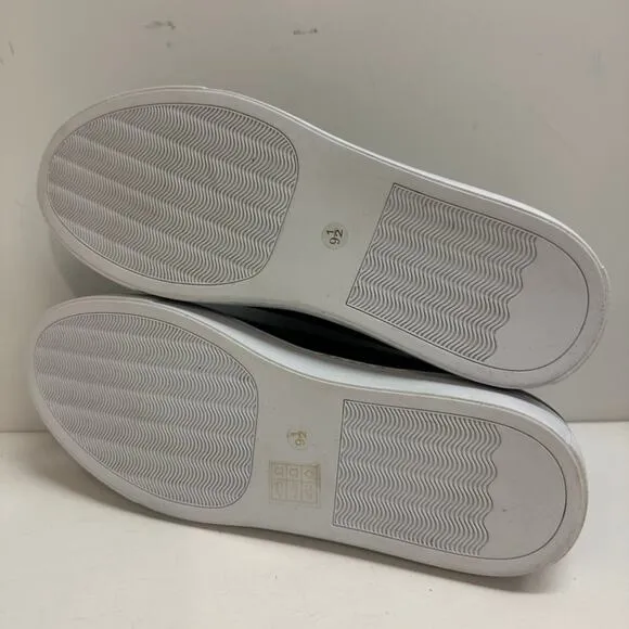 NWOT French Connection Triomphe Sneakers Black White Logo Leather High 9.5