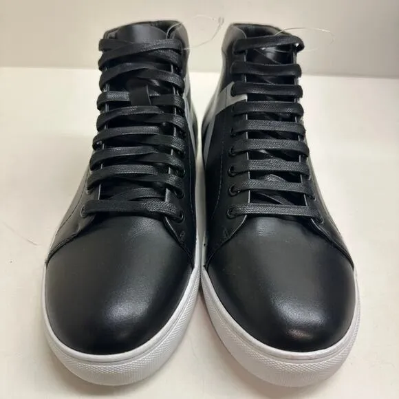 NWOT French Connection Triomphe Sneakers Black White Logo Leather High 9.5