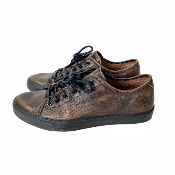 NWOT Frye Mens Astor Low Lace Brushed Leather Sneakers With Black Soles Size 8.5