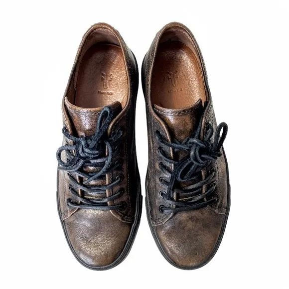 NWOT Frye Mens Astor Low Lace Brushed Leather Sneakers With Black Soles Size 8.5