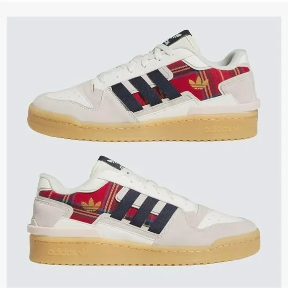 NWOT Men’s Adidas Plaid Sneakers with Gum Sole Size 11 Red White Navy