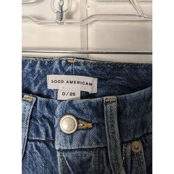 NWT Good American Women's Classic Raw Hem Hi-Rise Skinny Jeans Blue Size 0/25