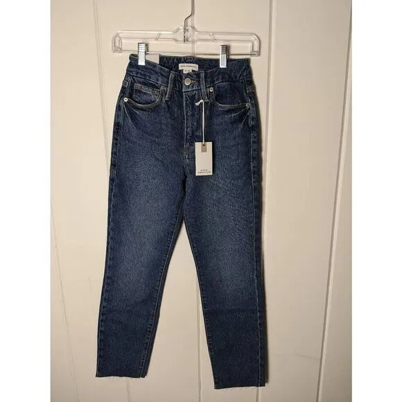 NWT Good American Women's Classic Raw Hem Hi-Rise Skinny Jeans Blue Size 0/25