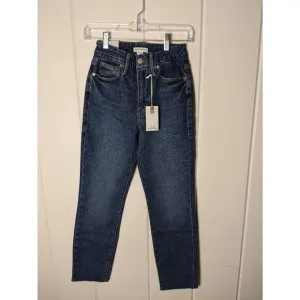NWT Good American Women's Classic Raw Hem Hi-Rise Skinny Jeans Blue Size 0/25