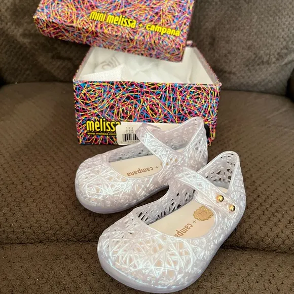 NWT MINI MELISSA Campana Zig Zag Kids Mary Jane Flats Size 5T