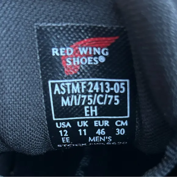 NWT Red Wing 6620 Men's Black Leather Waterproof Steel Toe Work Shoes Size 12