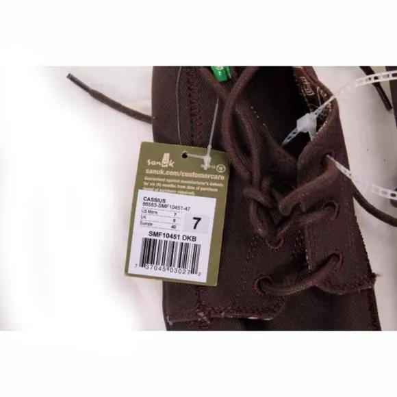 NWT sanuk neakers shoes casual canvas fabric MENS lace up shoes brown  sz 7