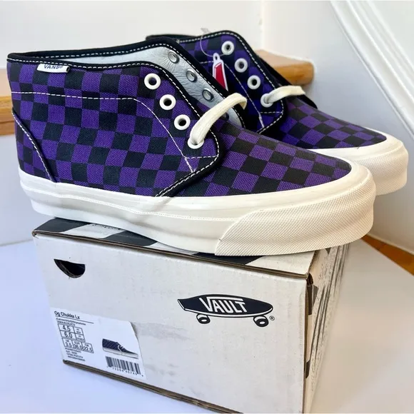 NWT Vans Vault Chukka LX Mid Rise in Checkerboard Canvas purple midrise sneakers
