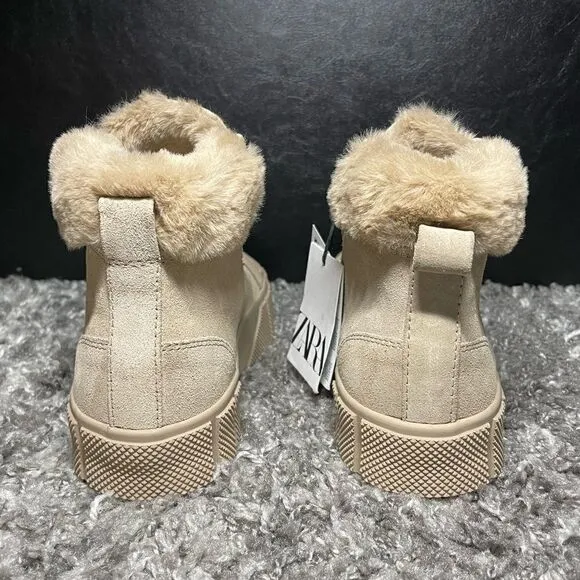 NWT Zara Faux Fur High Top Sneakers