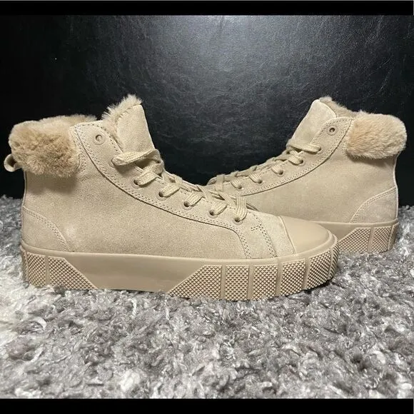 NWT Zara Faux Fur High Top Sneakers