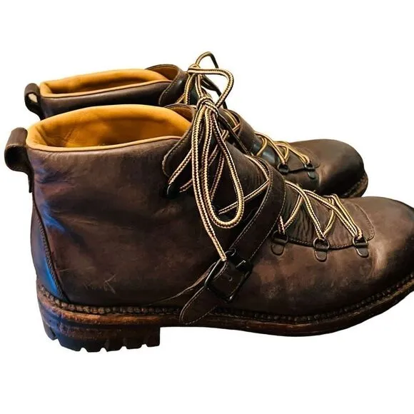 o'keeffe alvis pebble-grain leather hiking boots size 10 1/2 men’s lace up