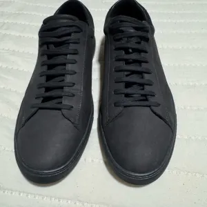 Oliver Cabell Black Minimalist Sneakers - Nubuck Leather Matte Black-