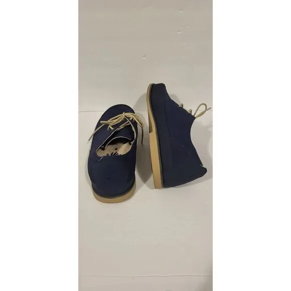 OluKai Lace Up Shoes Men's 11 Blue Canvas‎ Leather Honolulu Lace Mesh Casual