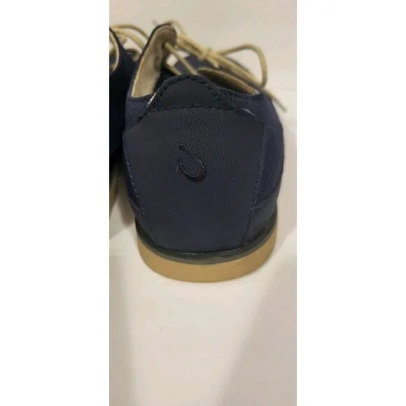 OluKai Lace Up Shoes Men's 11 Blue Canvas‎ Leather Honolulu Lace Mesh Casual