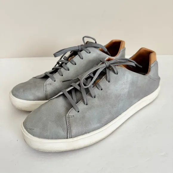 OluKai LAE' AHI LI 'ILI Sneaker Men 9 Gray Leather Drop In Heal Low Top 10455