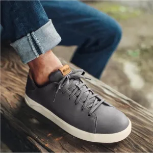 OluKai LAE' AHI LI 'ILI Sneaker Men 9 Gray Leather Drop In Heal Low Top 10455