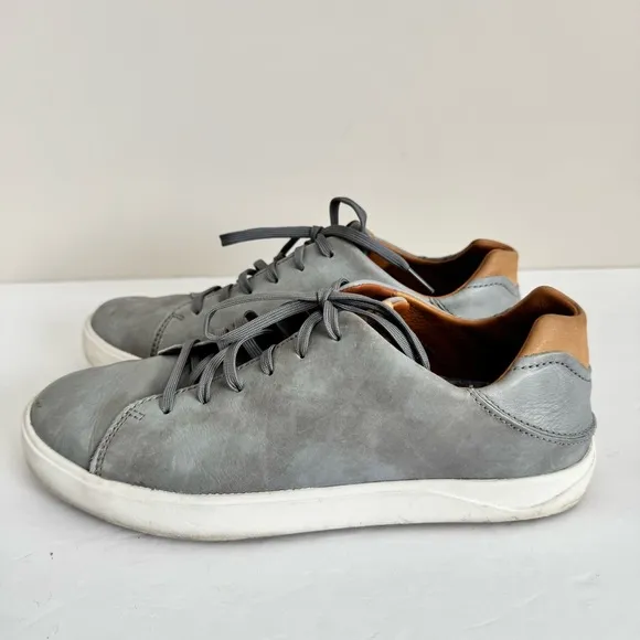 OluKai LAE' AHI LI 'ILI Sneaker Men 9 Gray Leather Drop In Heal Low Top 10455