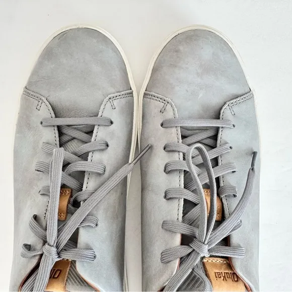 OluKai LAE' AHI LI 'ILI Sneaker Men 9 Gray Leather Drop In Heal Low Top 10455