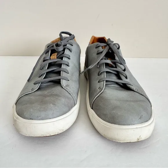 OluKai LAE' AHI LI 'ILI Sneaker Men 9 Gray Leather Drop In Heal Low Top 10455