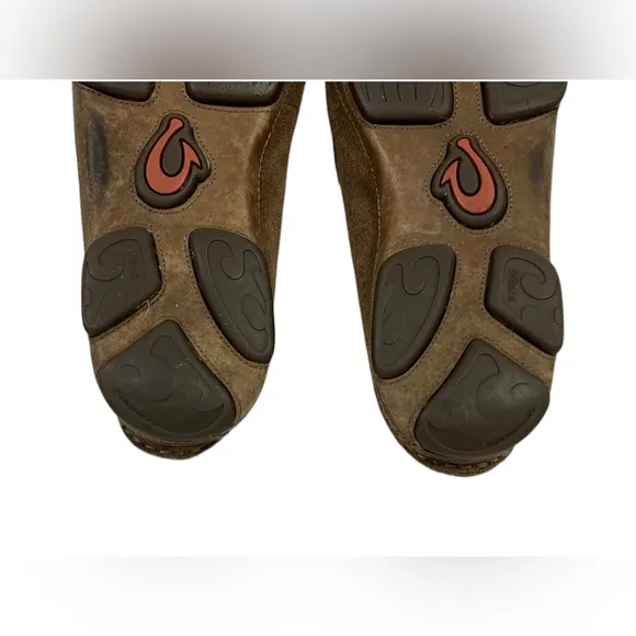OLUKAI Men Moloa Kohana Shoes 10 Brown Perforated Suede Slip On Casual Loafers