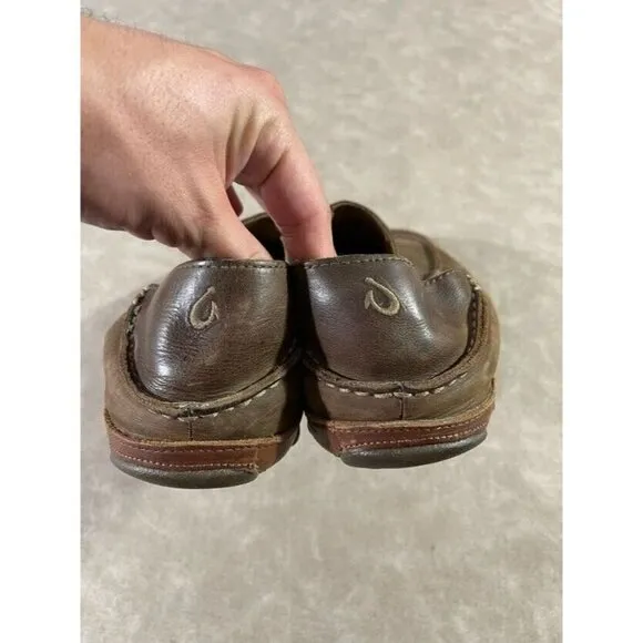 Olukai Mens Moala Brown Leather Casual Slip On Loafer Shoes Size 12