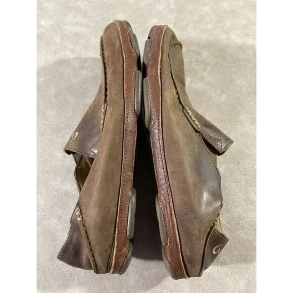 Olukai Mens Moala Brown Leather Casual Slip On Loafer Shoes Size 12
