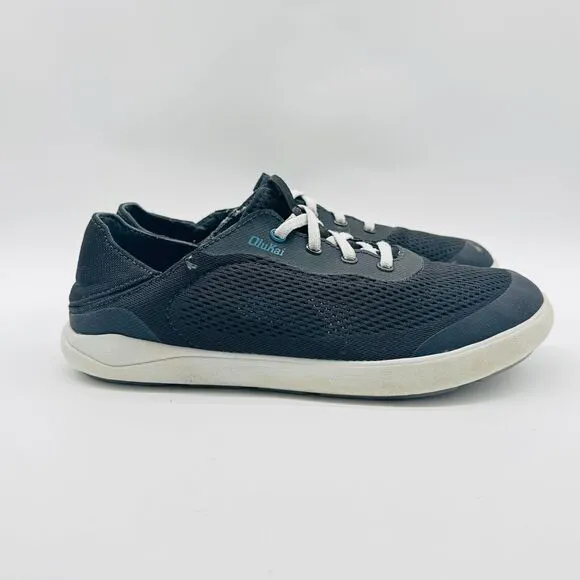 Olukai Shoes Mens 8 Gray Mesh Casual Sneakers Lace Up Moku Pae Casual Comfort