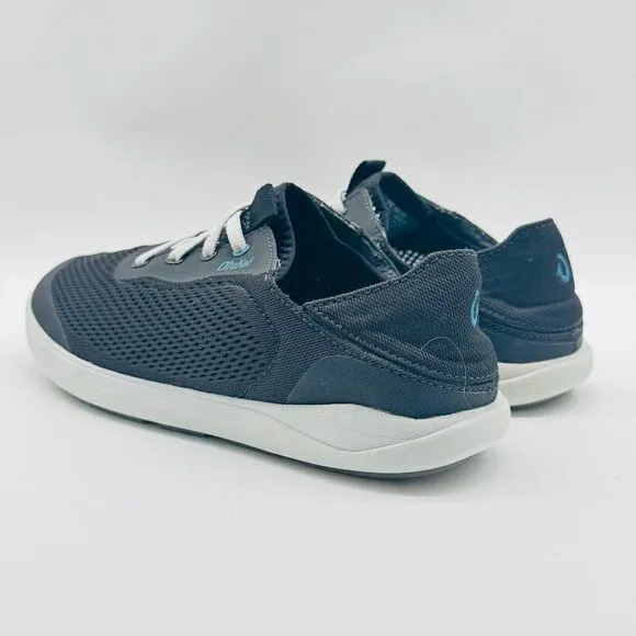 Olukai Shoes Mens 8 Gray Mesh Casual Sneakers Lace Up Moku Pae Casual Comfort