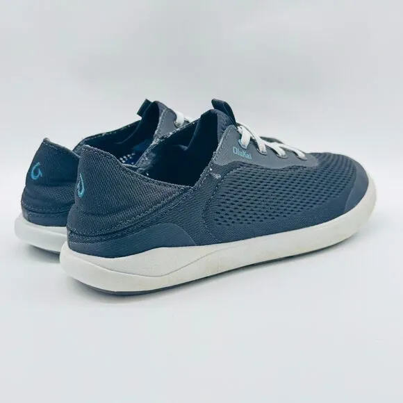 Olukai Shoes Mens 8 Gray Mesh Casual Sneakers Lace Up Moku Pae Casual Comfort