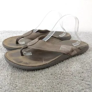 Olukai Tuahine Sandals Mens Size 13 Shoes Brown Waterproof Leather Flip Flops