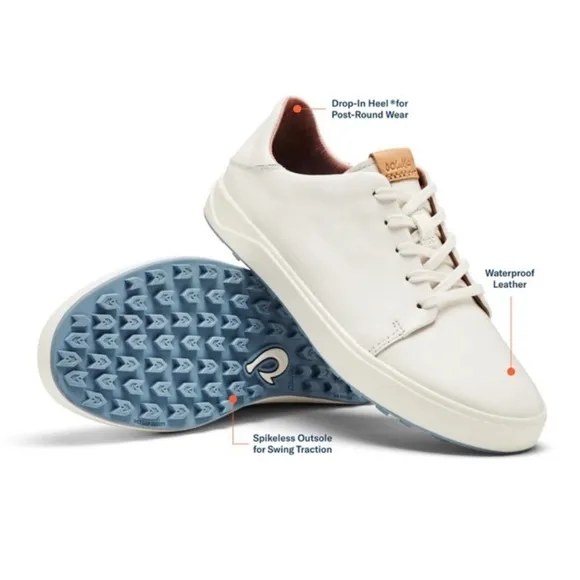 Olukai Wailea Women’s White Leather Spikeless Golf Shoes size 8.5 original box