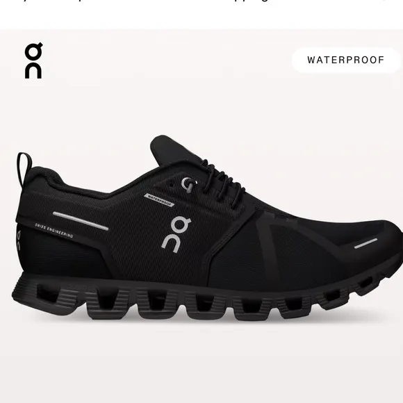 ON CLOUD 5 waterproof all black Running shoes  men size  9 gently used